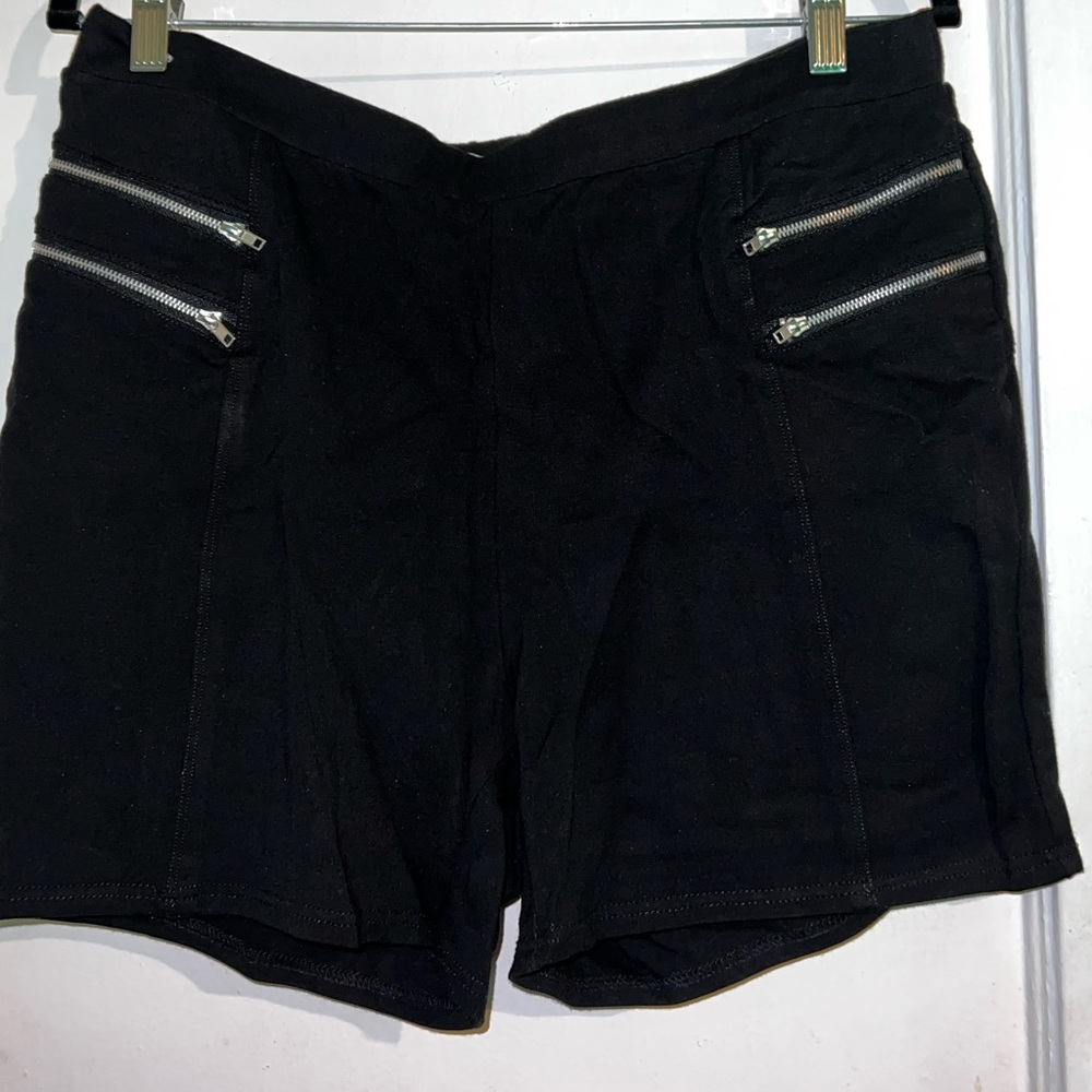 Zip Detail Black Shorts